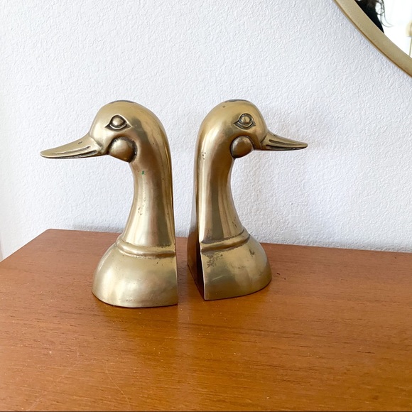 VINTAGE 🦆 MCM Goldtone Brass Duck Bookends - Picture 5 of 6
